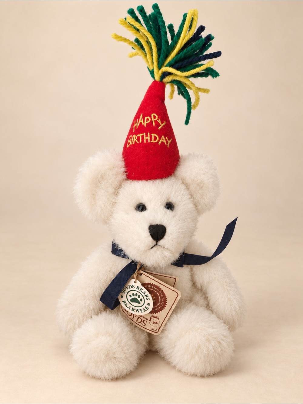 Boyds Bears White Happy Birthday Teddy Bear with Tags